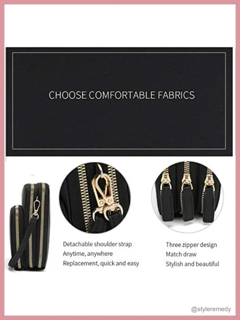 RFID Crossbody Purse with Touch Screen Phone Window and 2 Straps - Faux Leather